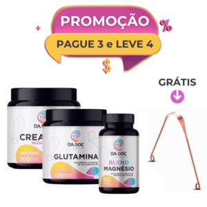 Combo Creatina + Glutamina + Magnésio GRÁTIS Raspador de Língua